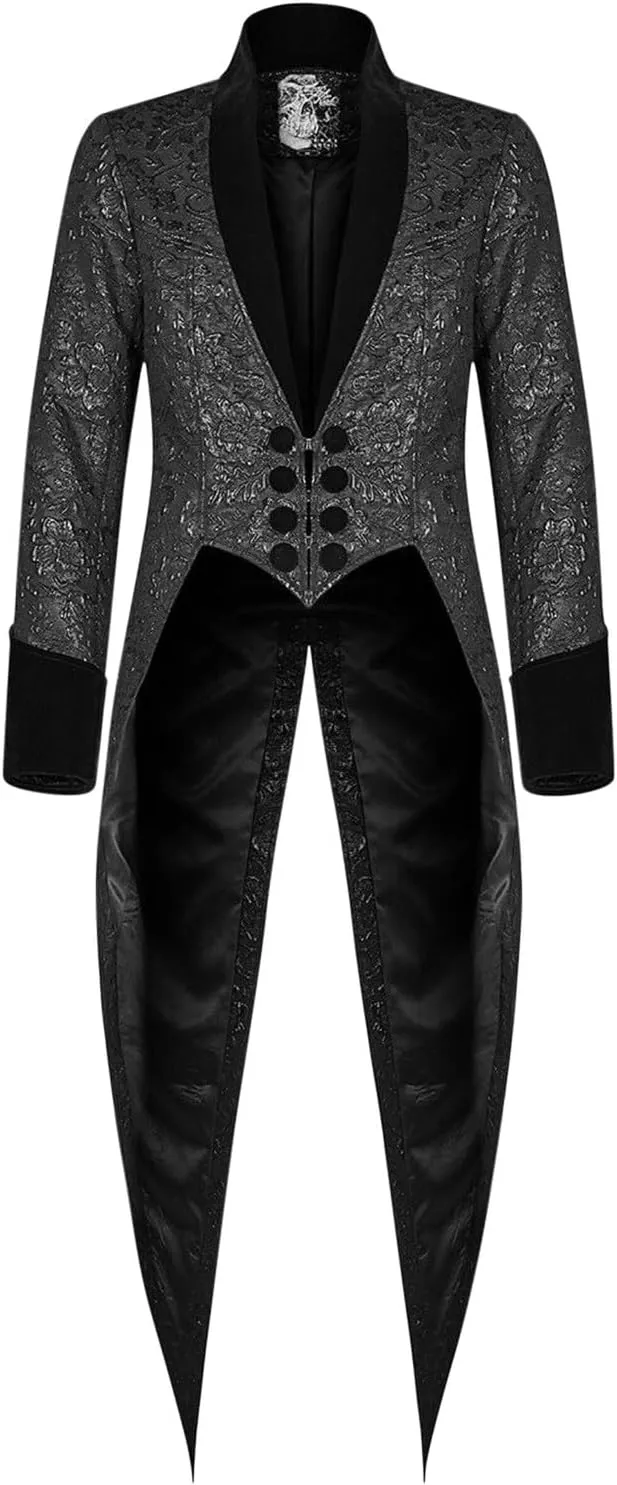 Medieval Costumes Steampunk Long Trench Coat Gothic Victorian Vintage Tailcoat Jacket Mens Lapel Collar Button Coats