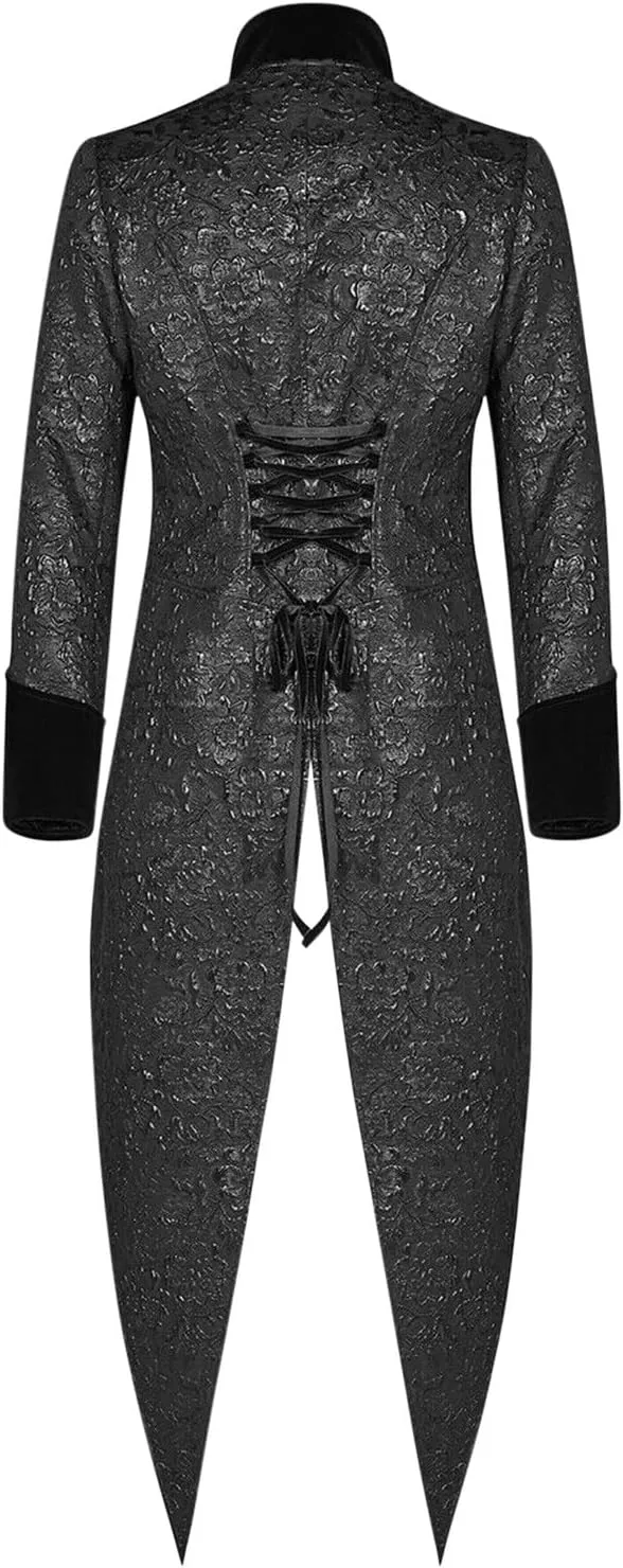 Medieval Costumes Steampunk Long Trench Coat Gothic Victorian Vintage Tailcoat Jacket Mens Lapel Collar Button Coats