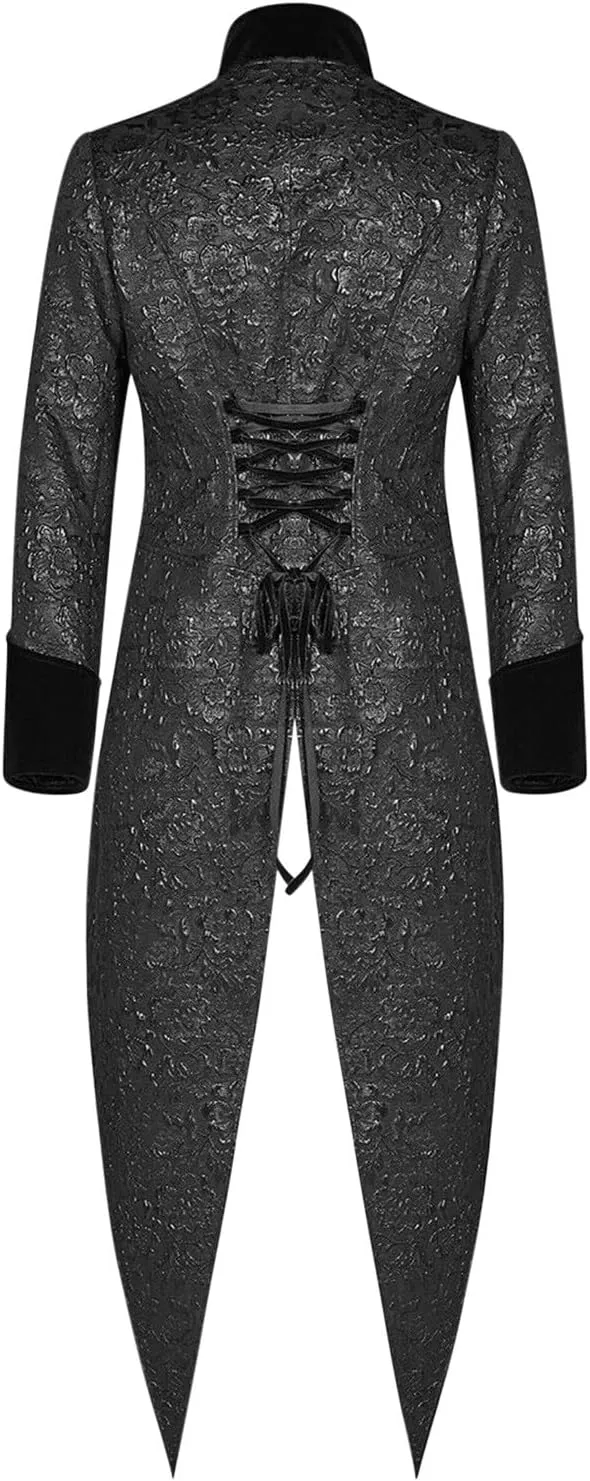Medieval Costumes Steampunk Long Trench Coat Gothic Victorian Vintage Tailcoat Jacket Mens Lapel Collar Button Coats