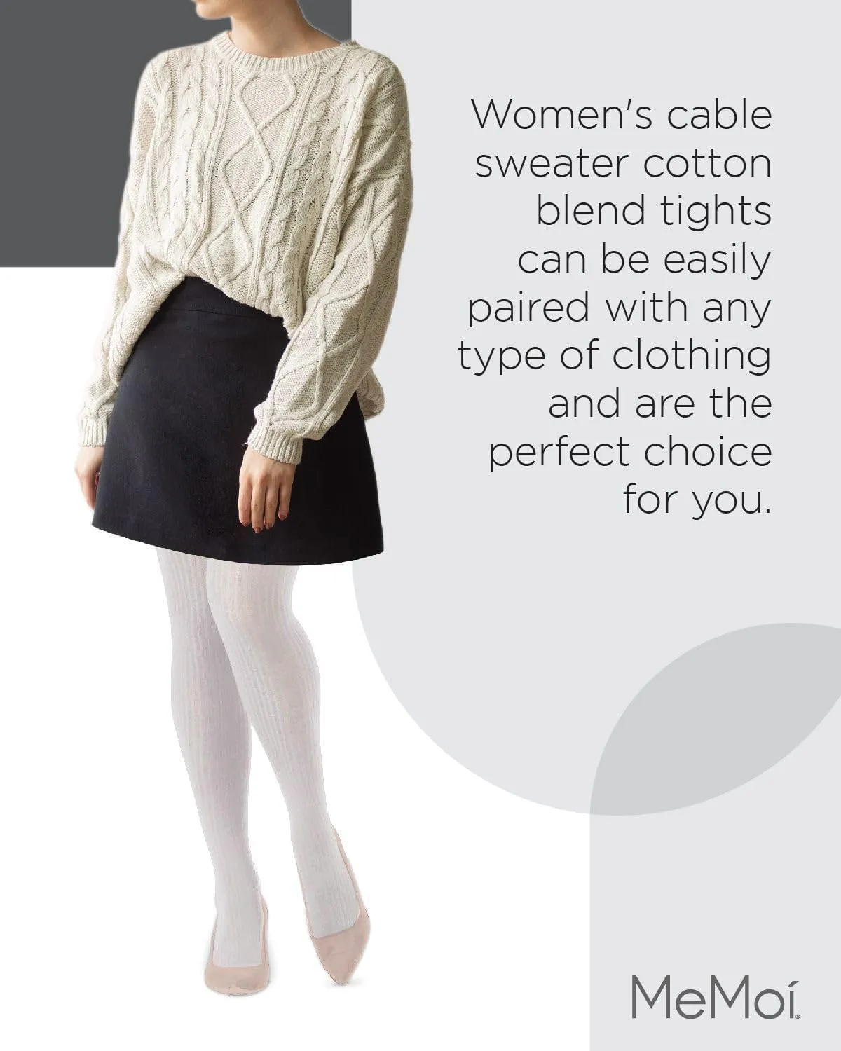 MeMoi Boston Ribbed Cotton Tights for Women, Cozy and Warm Durable Sweater Tights - Sizes Small to Queen 2