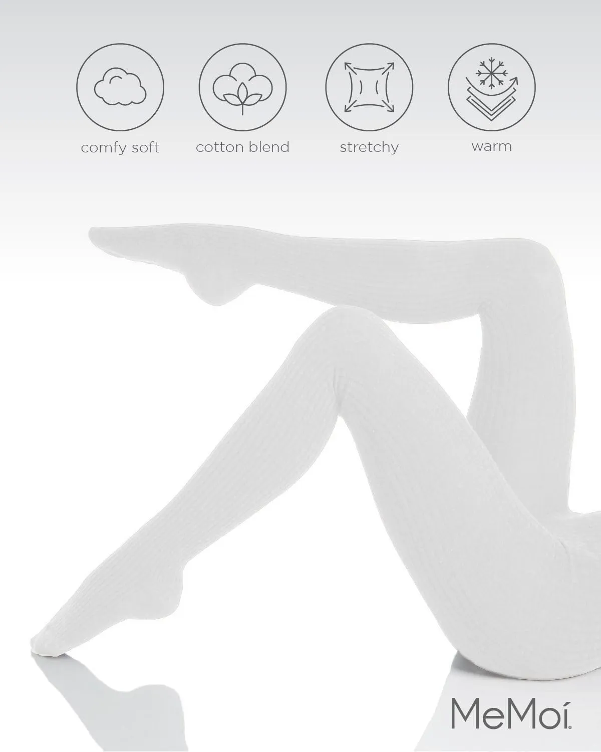 MeMoi Boston Ribbed Cotton Tights for Women, Cozy and Warm Durable Sweater Tights - Sizes Small to Queen 2