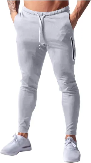 Men Jogger Pants Gym Slim Fit Elastic Waist Drawstring Sweatpants with Pocket Athletic Pants for Training Running