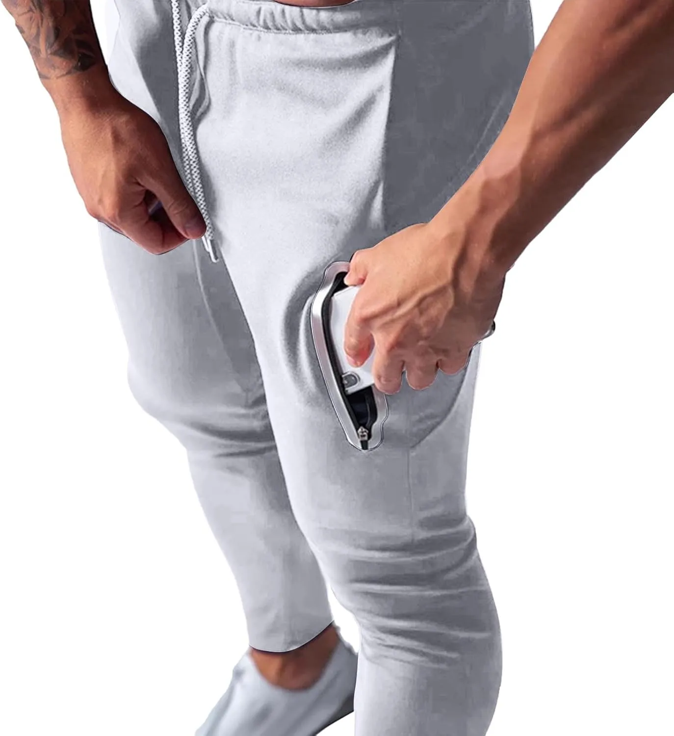 Men Jogger Pants Gym Slim Fit Elastic Waist Drawstring Sweatpants with Pocket Athletic Pants for Training Running