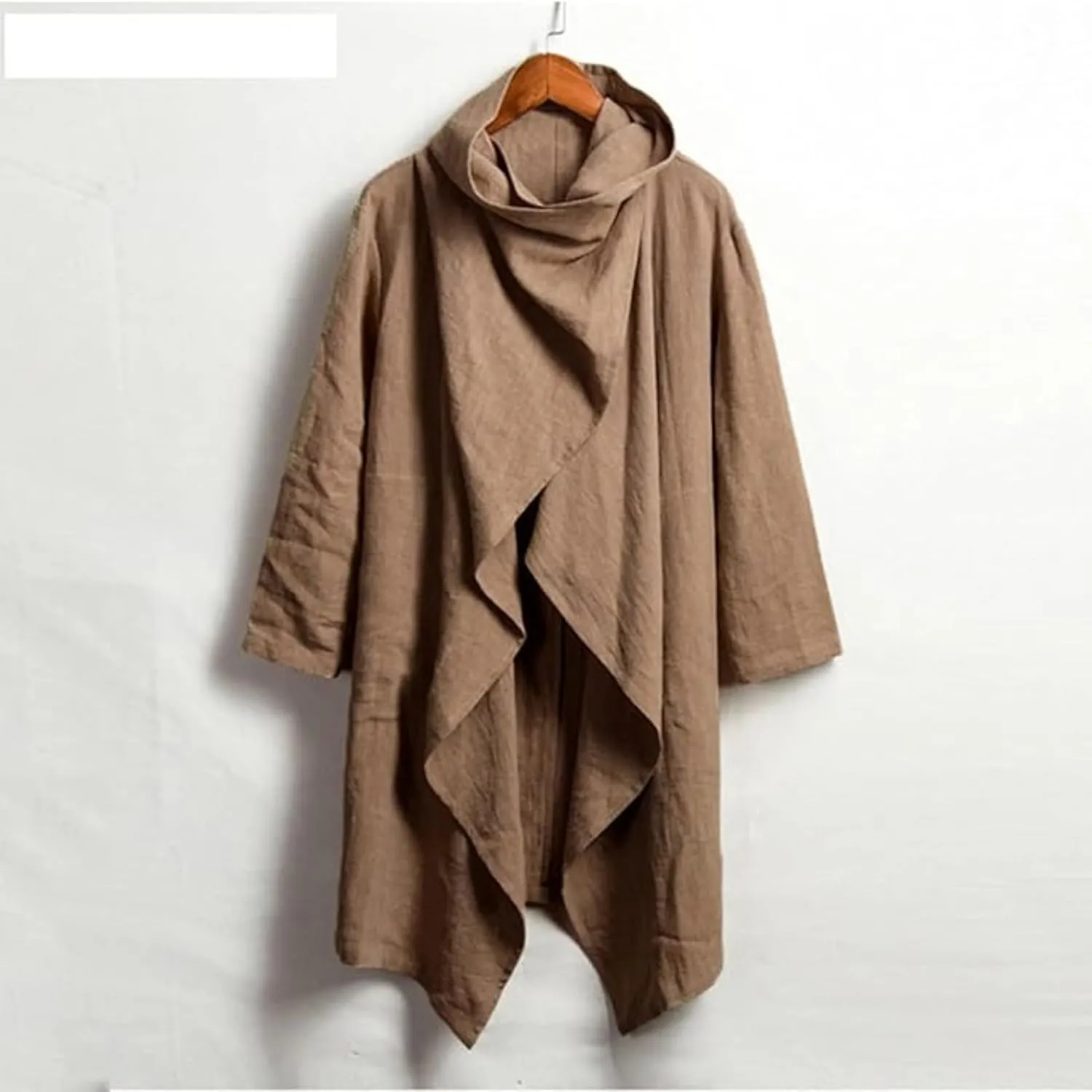 Men Lightweight Casual Cape Cloak Long Length Irregular Hem Pullover Overcoat Hip Hop Slim Poncho Sweatshirt Coat