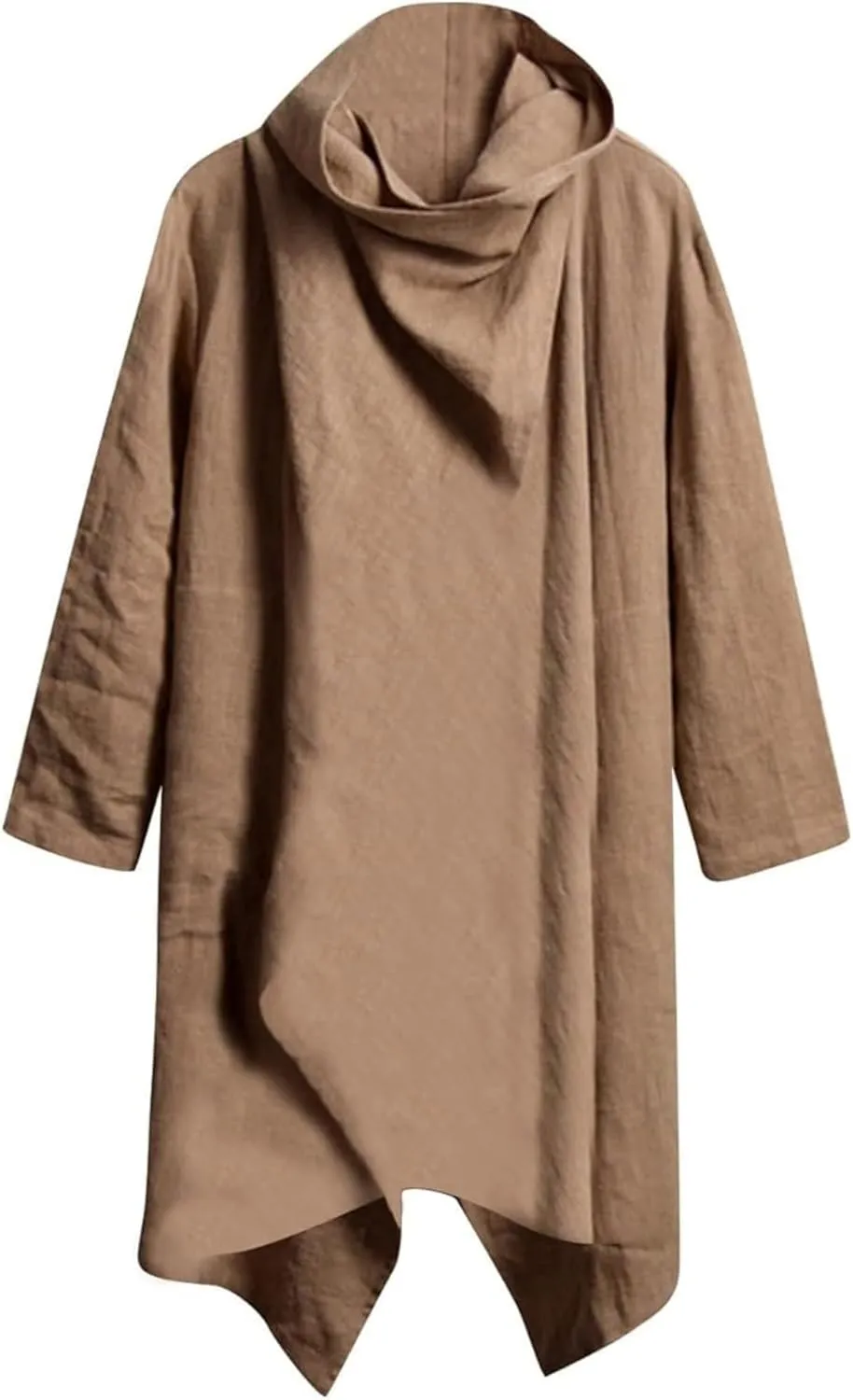 Men Lightweight Casual Cape Cloak Long Length Irregular Hem Pullover Overcoat Hip Hop Slim Poncho Sweatshirt Coat