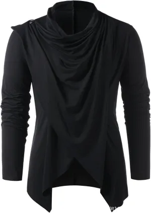 Men Lightweight Casual Cape Cloak Long Length Irregular Hem Pullover Overcoat Hip Hop Slim Poncho Sweatshirt Coat