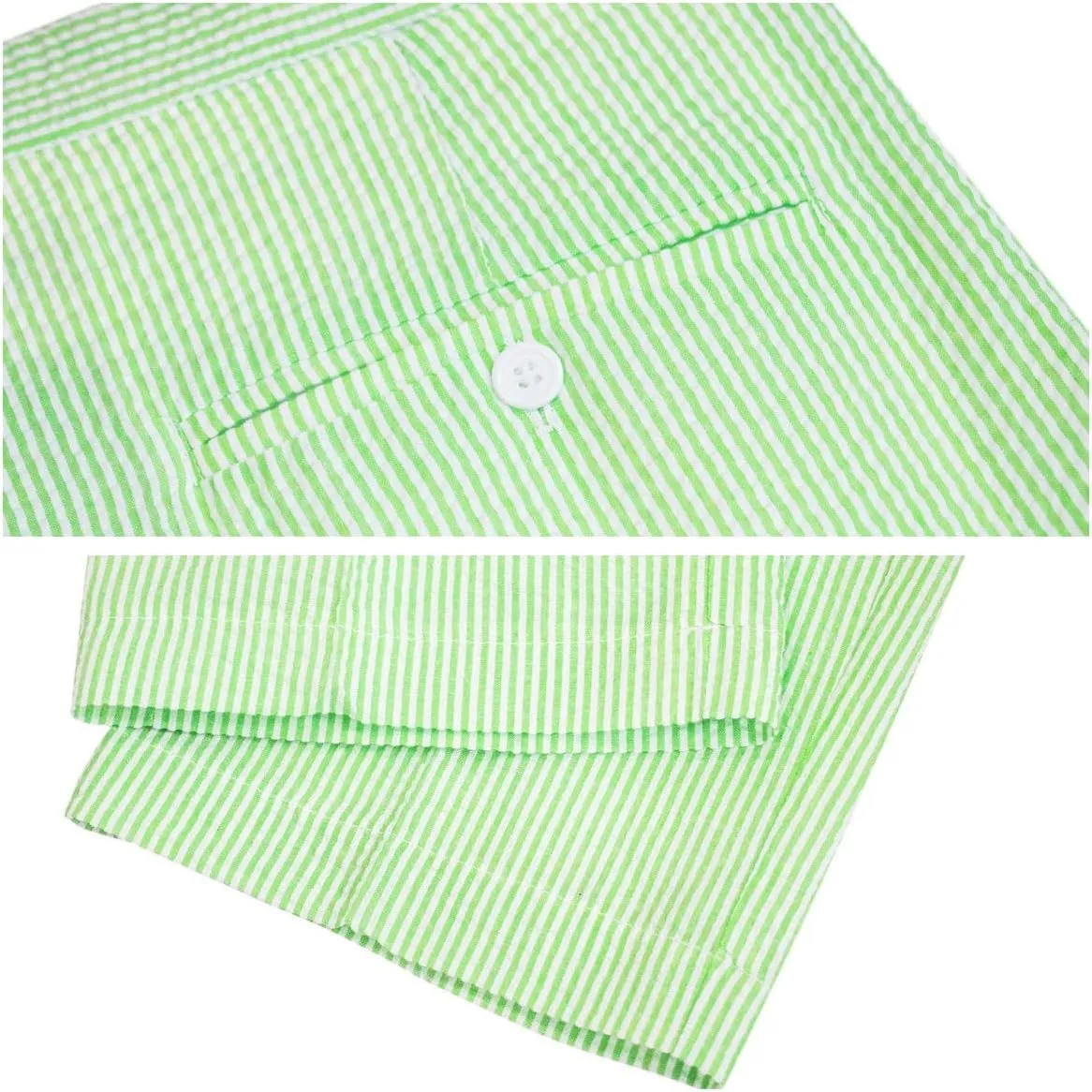 Men Seersucker Pinstripe Pants Mid Waist Ankle Length Pleated Front Lightweight