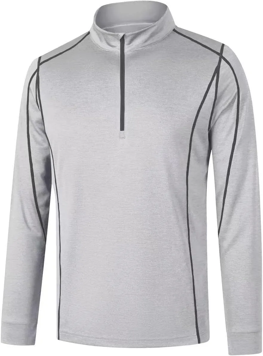 Men's 1/4 Zip Pullover Shirts UPF 50  Long Sleeve Golf Contrast Seam Pullover Shirts Quick-Dry Athletic Pullover Tops