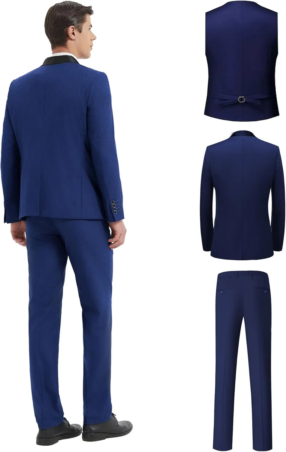 Men's 6 Pieces Slim Fit Suit 1 Button Blazer Jacket Vest Pants Shirts Tie Bow Tie Tuxedo Set for Dinner Party Wedding