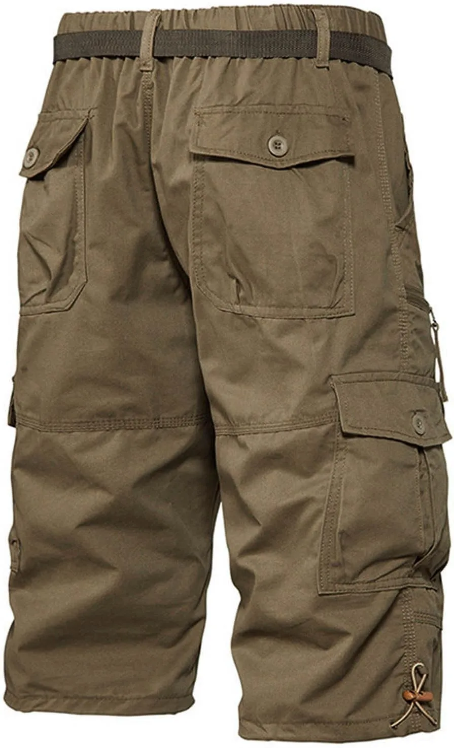 Men's Athletic Shorts Cotton Cargo Comfy Shorts Elastic Waist Summer Classic Fit Shorts with Pockets Baggy Shorts