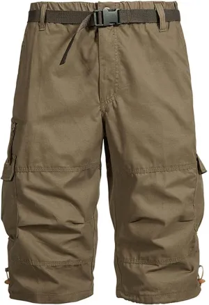 Men's Athletic Shorts Cotton Cargo Comfy Shorts Elastic Waist Summer Classic Fit Shorts with Pockets Baggy Shorts