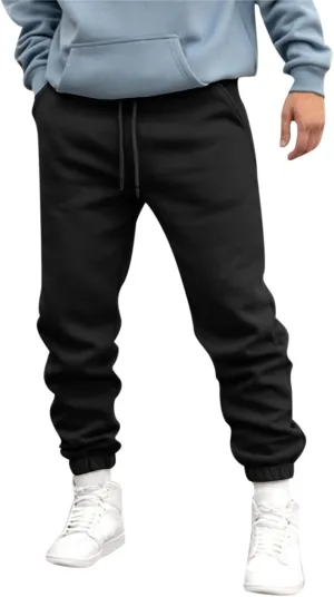 Mens Autumn and Winter High Street Fashion Loose Pants Fleece Lined Sweatpants Active Outdoor Sports Jogger Pants