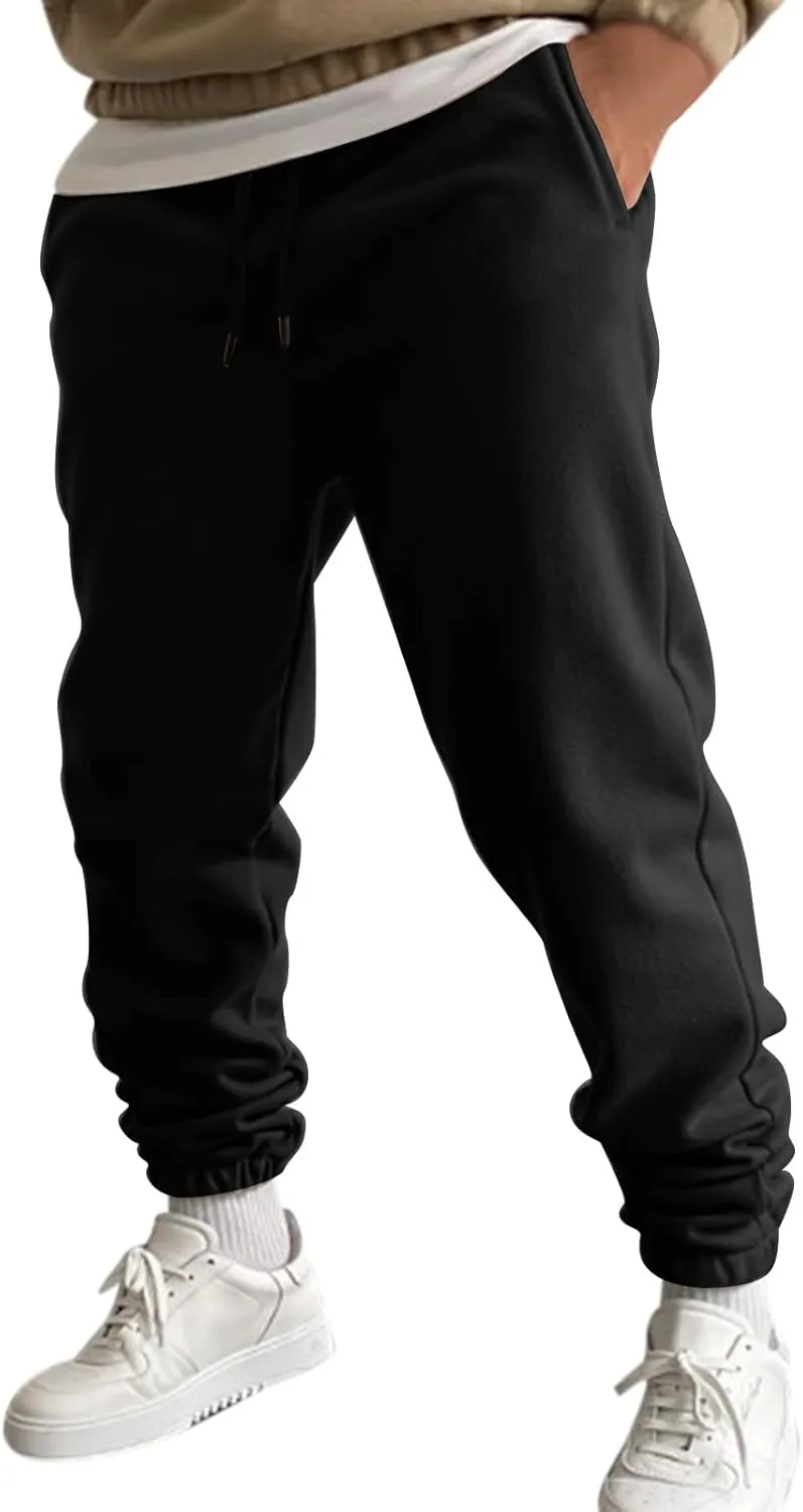 Mens Autumn and Winter High Street Fashion Loose Pants Fleece Lined Sweatpants Active Outdoor Sports Jogger Pants