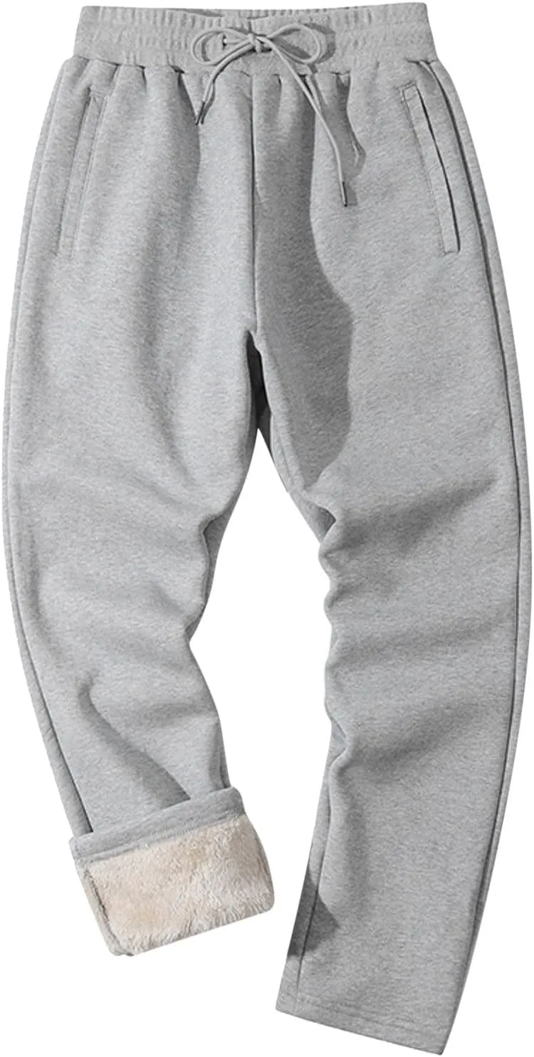 Mens Casual Cotton Sweatpants Breathable Comfy Joggers Sports Pants Fall Winter Long Trousers with Pockets