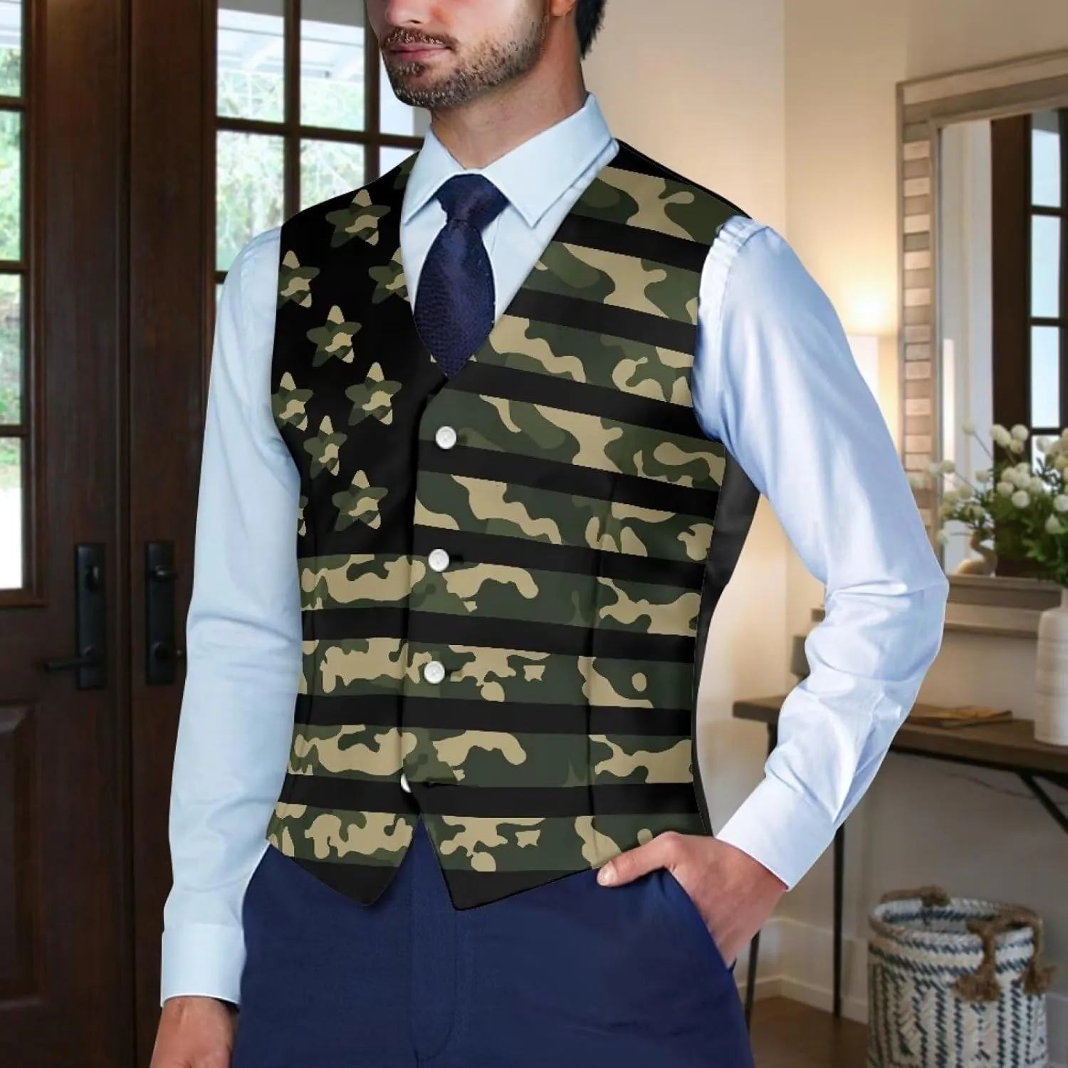 Men's Casual Plus Size Vest Dress Vest for Men Wedding Woven Cloth Slim Fit Waistcoat Jacket Tank Top