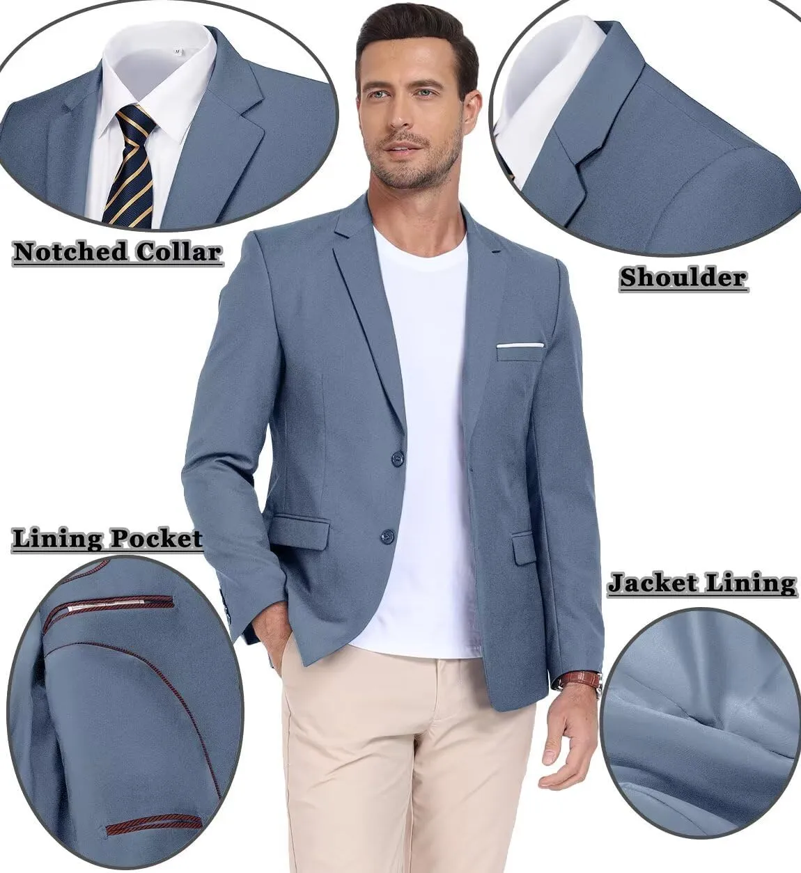 Men's Casual Suit Blazer Tux Separates Jacket Slim Fit 2 Button Lightweight Men Suits Sport Coats for Wedding Prom Party