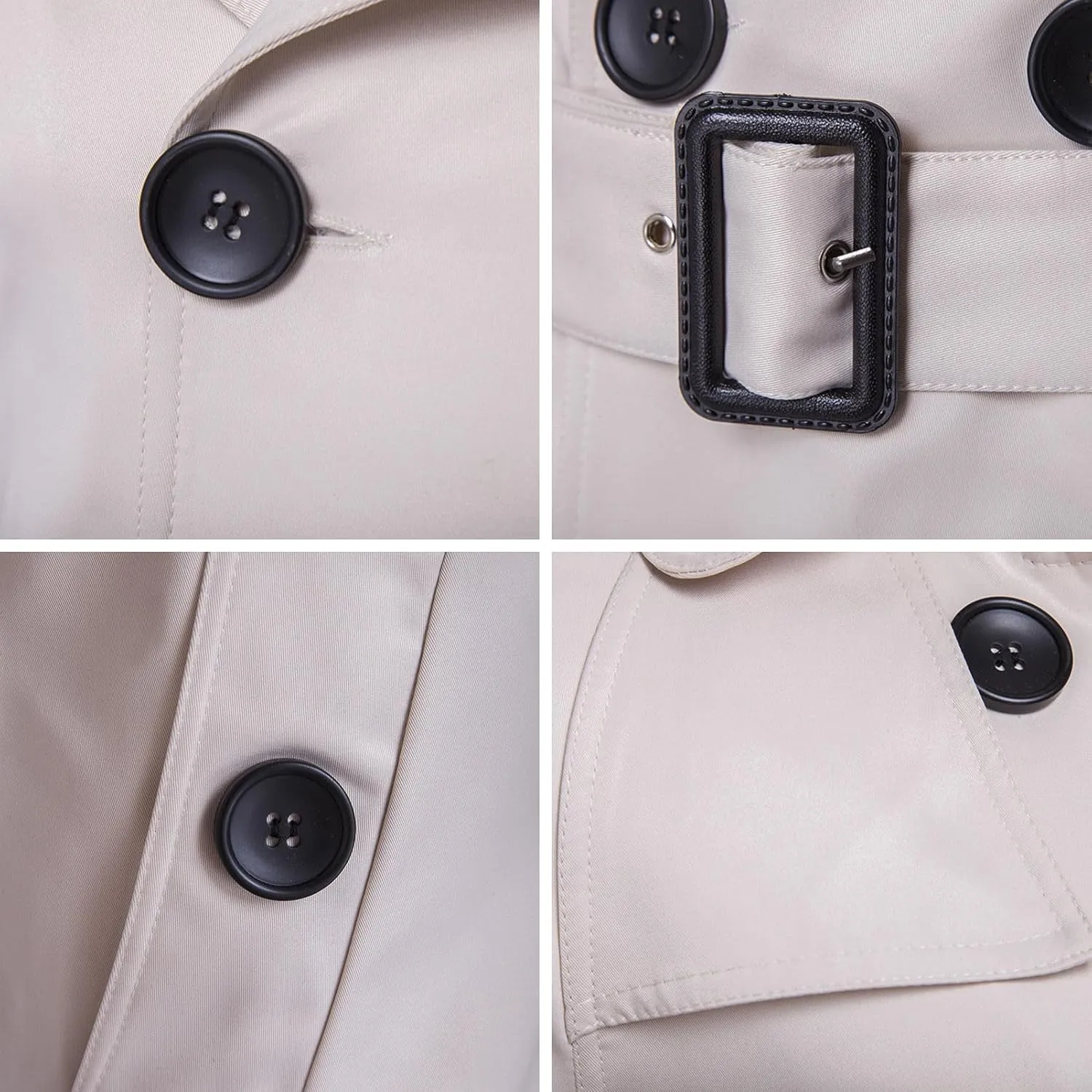 Men's Casual Trench Coat Lightweight Slim Fit Double Breasted Windbreaker Jacket with Belt