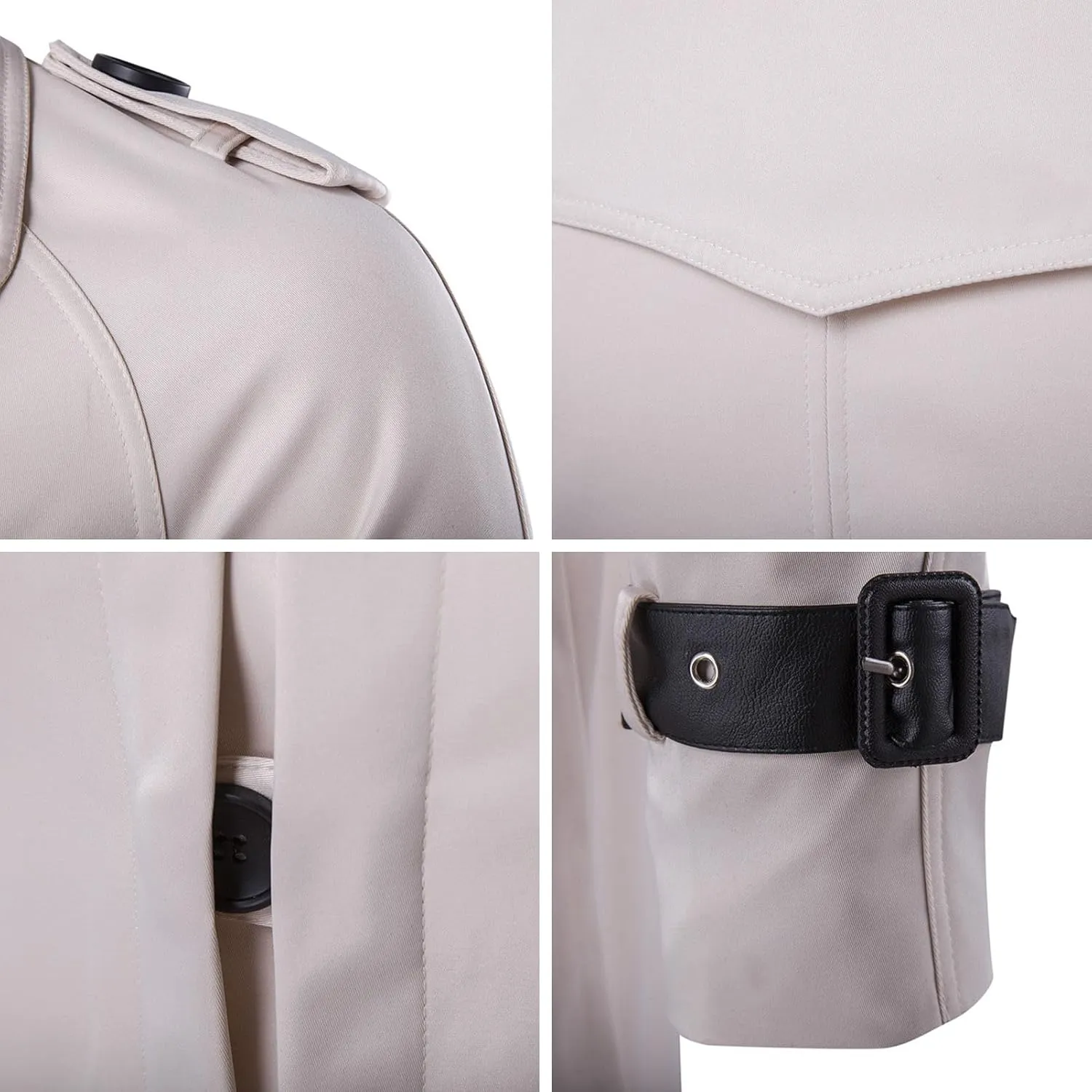 Men's Casual Trench Coat Lightweight Slim Fit Double Breasted Windbreaker Jacket with Belt