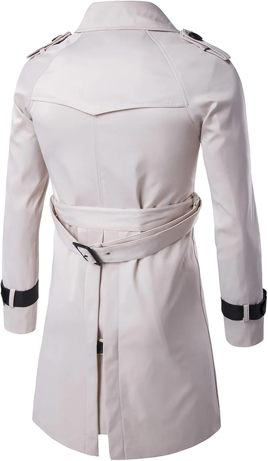 Men's Casual Trench Coat Lightweight Slim Fit Double Breasted Windbreaker Jacket with Belt
