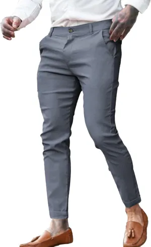 Mens Dress Pants Fashion Slim Fit Chino Pencil Pant Skinny Stretch Comfy Feet Pants Trousers Casual Pant