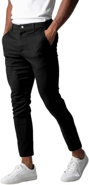 Mens Flat Front Dress Pant Fashion Slim Fit Stretch Tapered Golf Pant Casual Skinny Straight Leg Travel Slacks Chinos