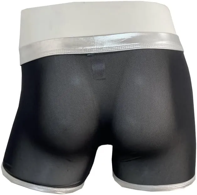 Men's Flat Underwear Brief Breathable Low Waist Hollow Out Patent Leather Mesh Boxer Briefs