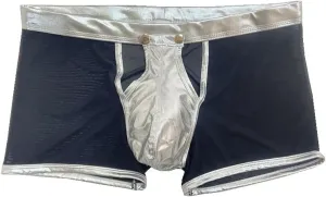 Men's Flat Underwear Brief Breathable Low Waist Hollow Out Patent Leather Mesh Boxer Briefs