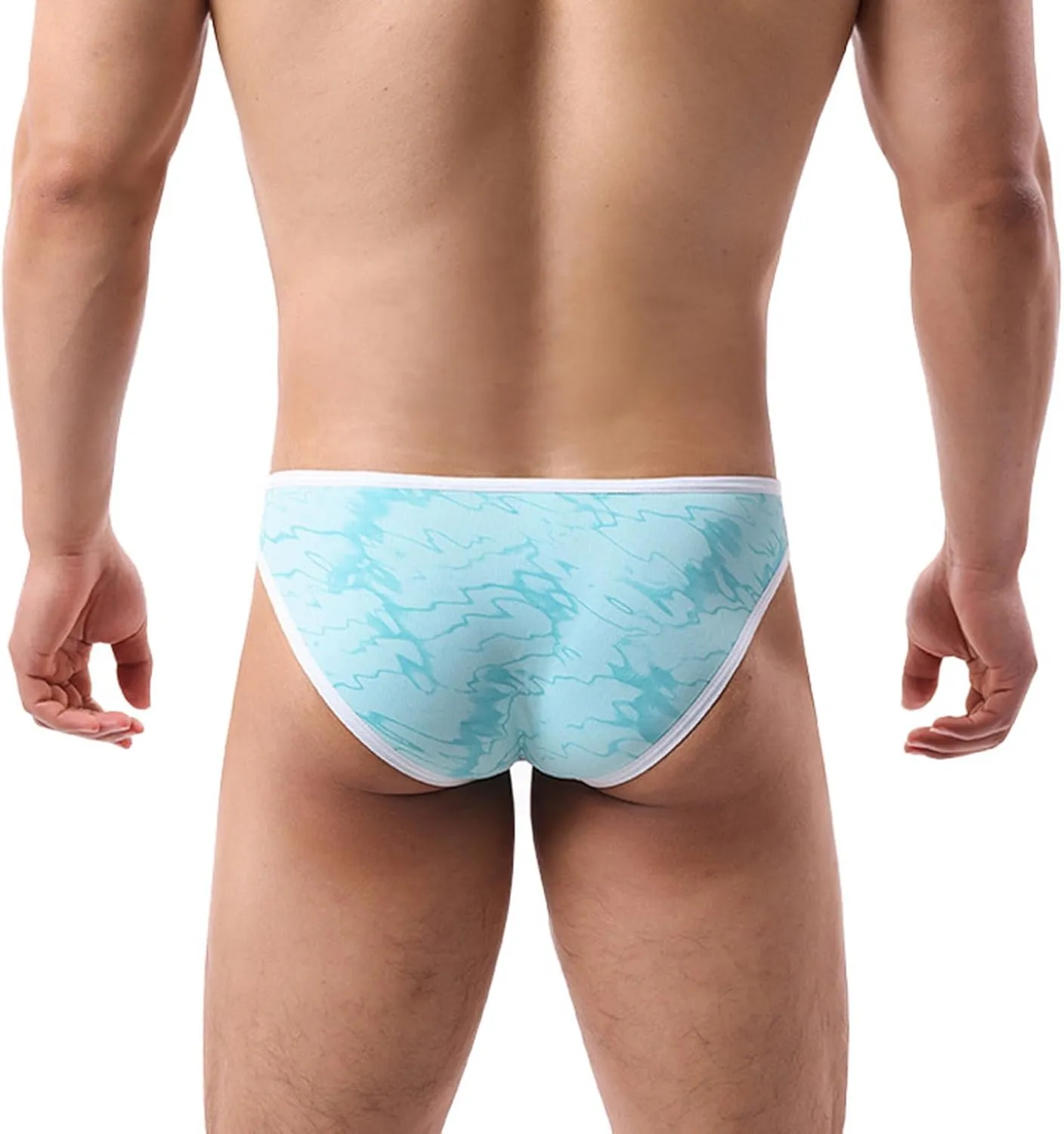 Men's Ice Silk Low-Waist Sexy Bikini Briefs, Breathable and Tight-Fit Print Underwear
