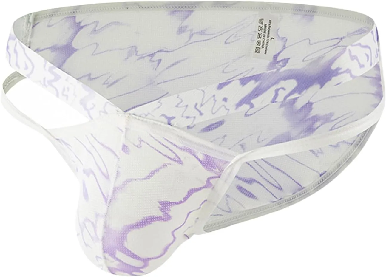 Men's Ice Silk Low-Waist Sexy Bikini Briefs, Breathable and Tight-Fit Print Underwear