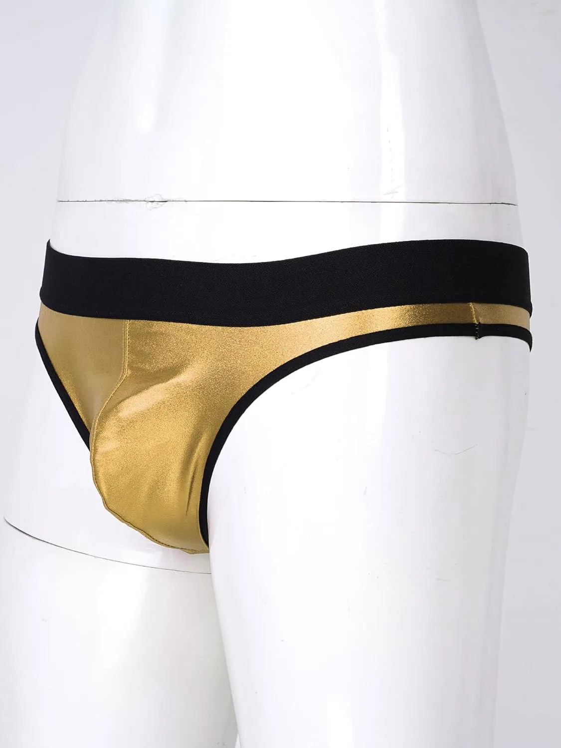 Men's Low-Waist Sexy Micro-Elastic Briefs Imitation Leather Breathable Thong Underwear