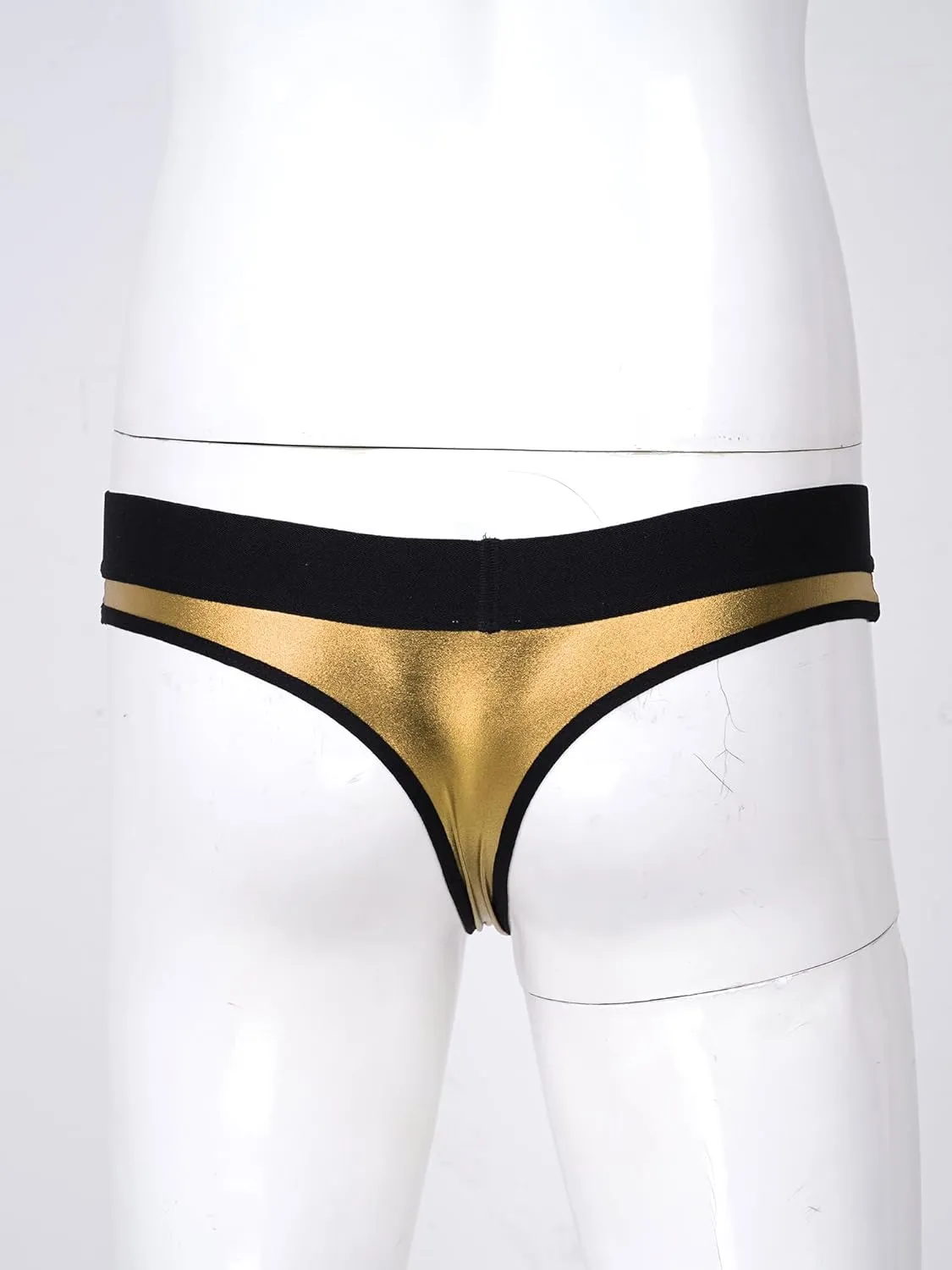 Men's Low-Waist Sexy Micro-Elastic Briefs Imitation Leather Breathable Thong Underwear