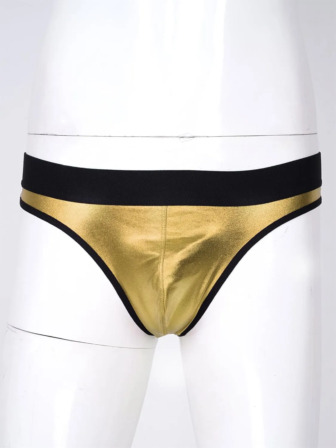 Men's Low-Waist Sexy Micro-Elastic Briefs Imitation Leather Breathable Thong Underwear