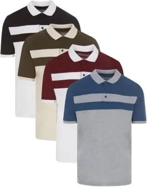 Men's Pique Polo Shirts Short Sleeve Pack of 4