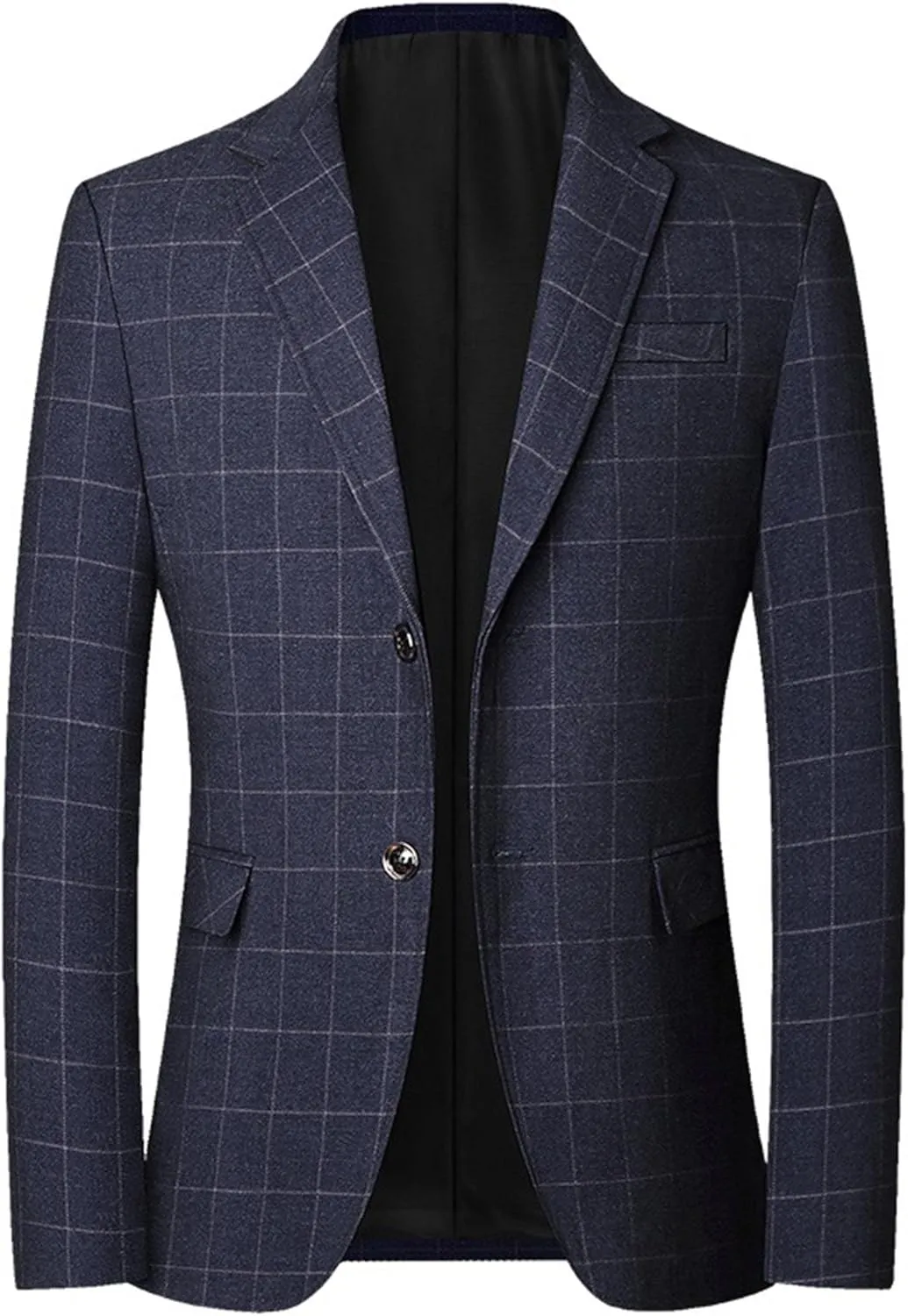 Men's Plaid Casual Suit Jacket Two Button Lightweight Sport Coat Slim Fit Business Formal Dress Blazer Jacket