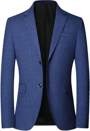 Men's Plaid Casual Suit Jacket Two Button Lightweight Sport Coat Slim Fit Business Formal Dress Blazer Jacket