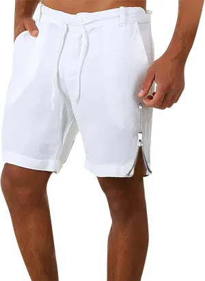Mens Quick Drying Breathable Combat Tactical Beach Vacation Pants Summer Casual Shorts Lightweight Solid Cotton Linen Bermuda