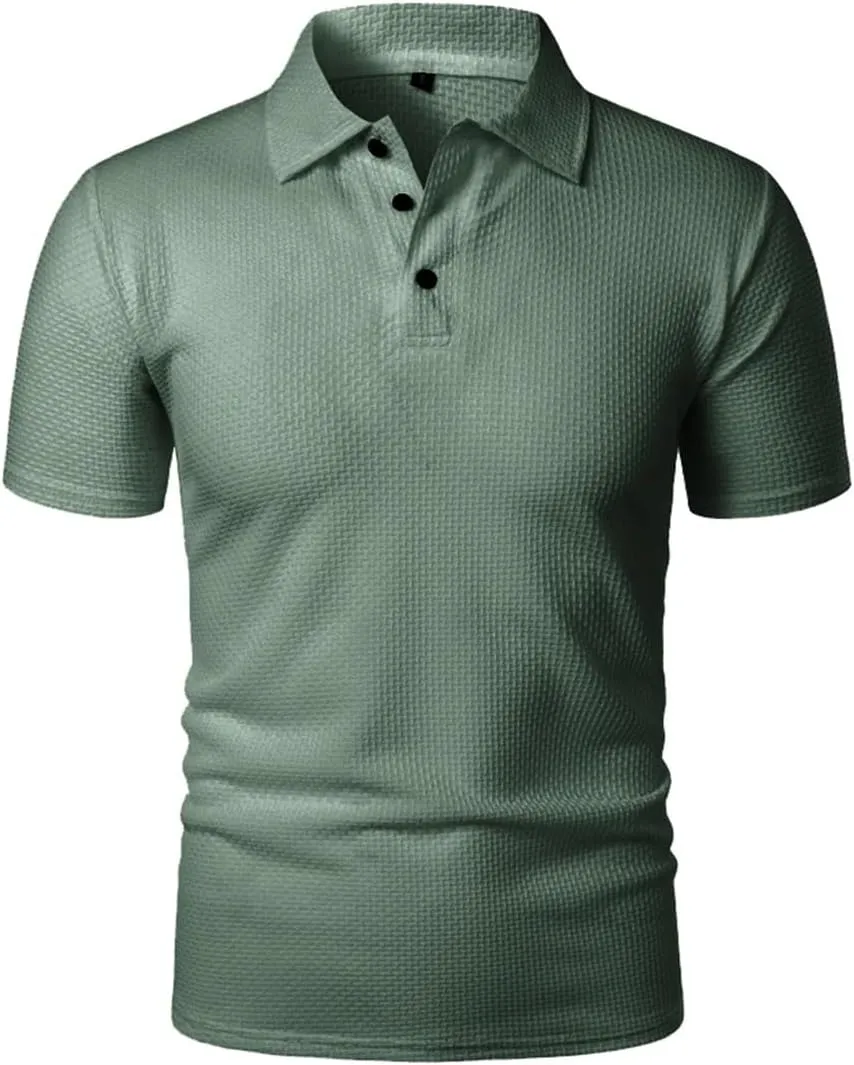 Men's Short Sleeve Lapel Shirt Quick Dry Lightweight Breathable Solid Color Lapel Top