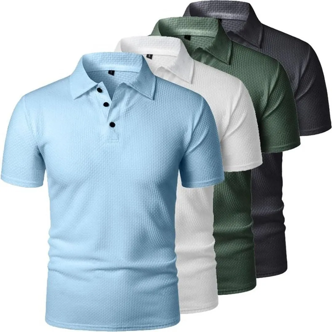 Men's Short Sleeve Lapel Shirt Quick Dry Lightweight Breathable Solid Color Lapel Top
