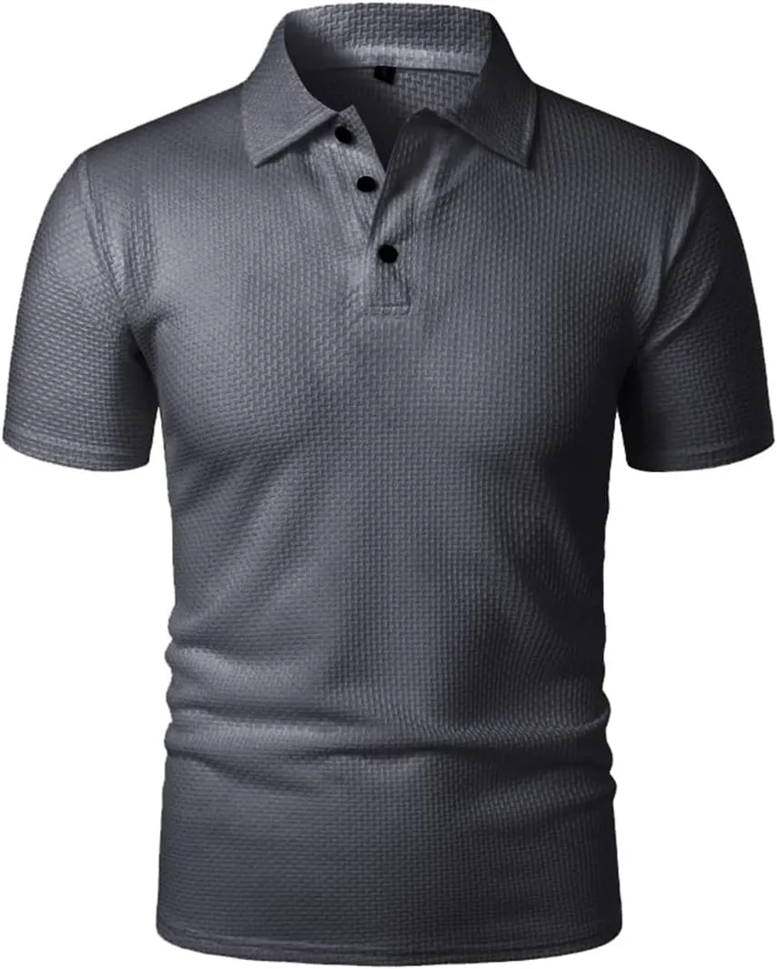 Men's Short Sleeve Lapel Shirt Quick Dry Lightweight Breathable Solid Color Lapel Top