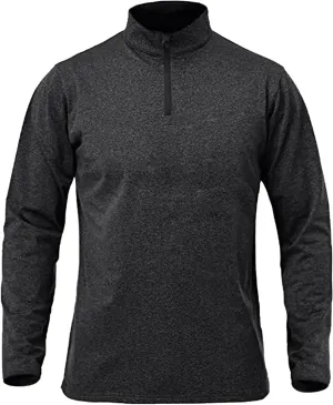 Men's Sports Shirts 1/4 Zip Long Sleeve Running Workout Pullover Tops, Quick Dry Active Shirts for Gym Basketball Athletic