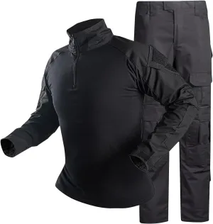 Men's Tactical Combat Shirt and Cargo Pants Set Long Sleeve Outdoor Hunting Military Uniform 1/4 Zip 2 Piece Outfits