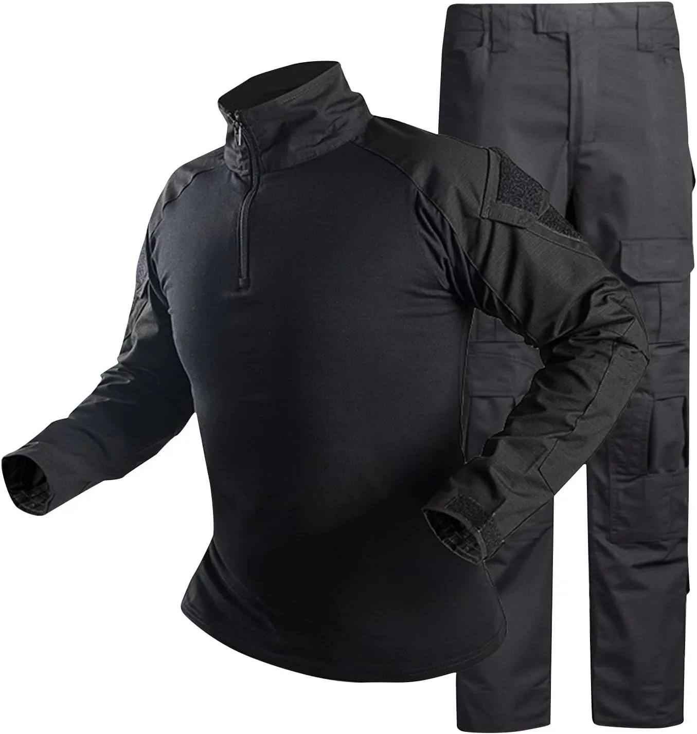 Men's Tactical Combat Shirt and Cargo Pants Set Long Sleeve Outdoor Hunting Military Uniform 1/4 Zip 2 Piece Outfits