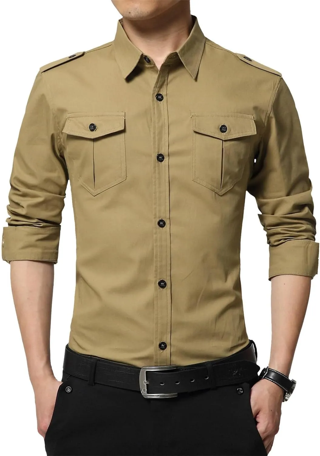 Men's UPF 50  Sun Button Down Long Sleeve Fishing Shirt Quick-Dry UV Sun Protection Outdoor Tops