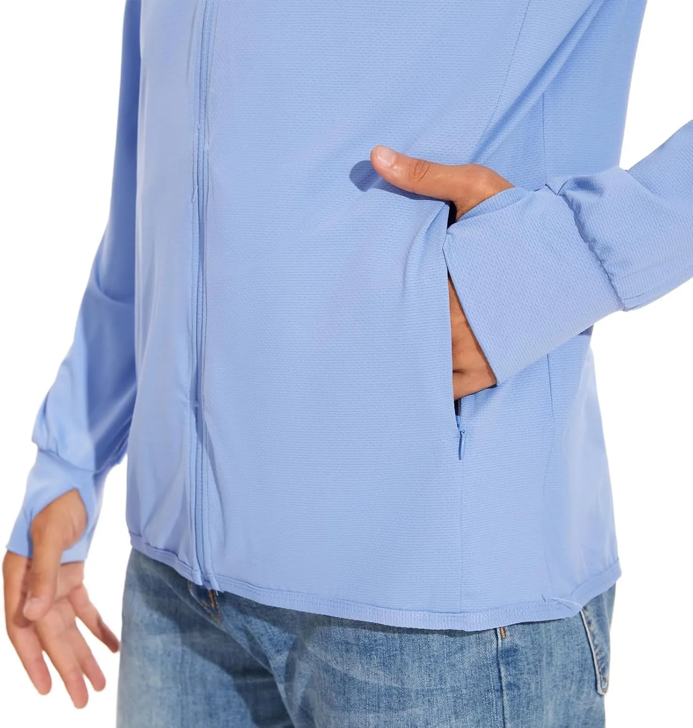 Men's UPF 50  Sun Protection Hoodie Jacket Zip Up Lightweight Long Sleeve UV Fishing Shirts Quick Dry Zip Pockets