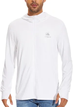 Men's UPF 50  Sun Protection Hoodie Jacket Zip Up Lightweight Long Sleeve UV Fishing Shirts Quick Dry Zip Pockets