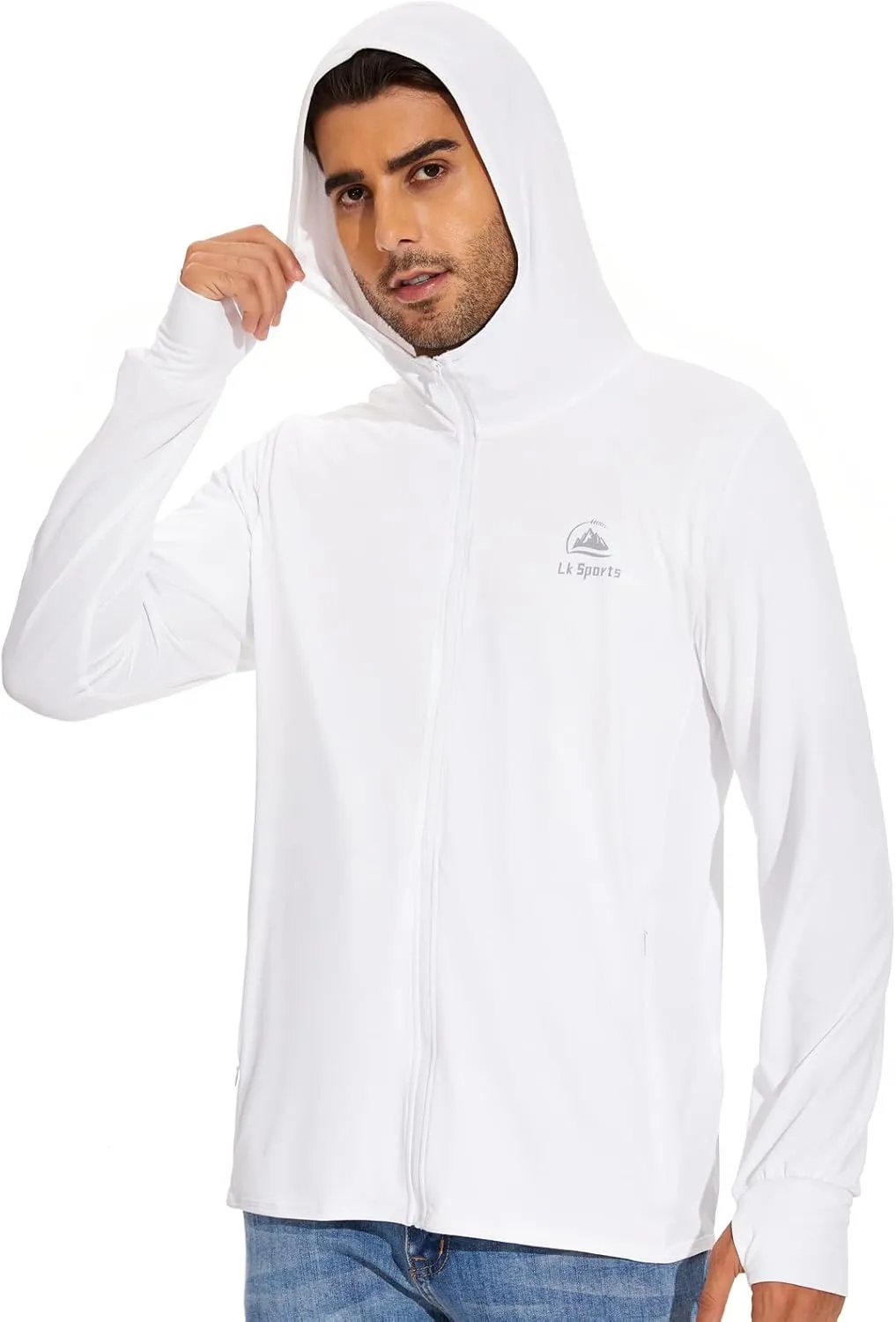 Men's UPF 50  Sun Protection Hoodie Jacket Zip Up Lightweight Long Sleeve UV Fishing Shirts Quick Dry Zip Pockets