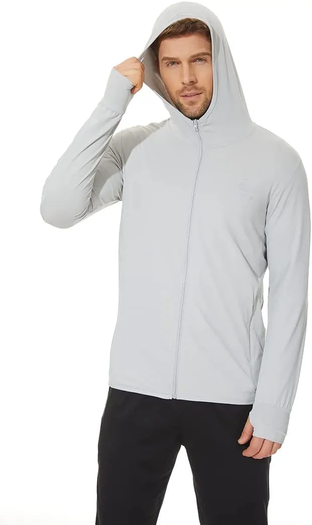 Men's UPF 50  Sun Protection Hoodie Jacket Zip Up Lightweight Long Sleeve UV Fishing Shirts Quick Dry Zip Pockets