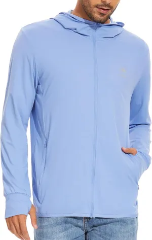 Men's UPF 50  Sun Protection Hoodie Jacket Zip Up Lightweight Long Sleeve UV Fishing Shirts Quick Dry Zip Pockets