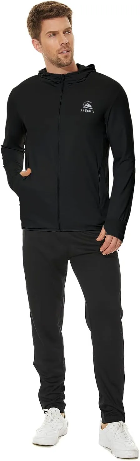 Men's UPF 50  Sun Protection Hoodie Jacket Zip Up Lightweight Long Sleeve UV Fishing Shirts Quick Dry Zip Pockets