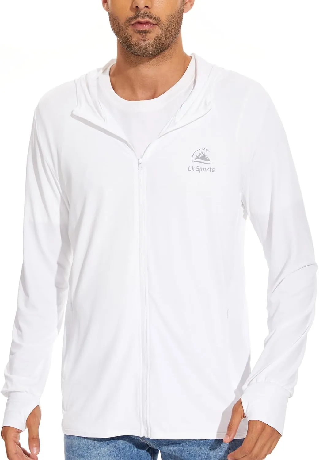 Men's UPF 50  Sun Protection Hoodie Jacket Zip Up Lightweight Long Sleeve UV Fishing Shirts Quick Dry Zip Pockets